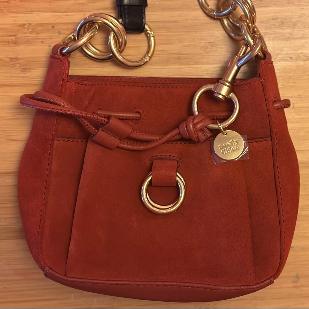 See by Chloe Red Leather and Suede Crossbody Bag